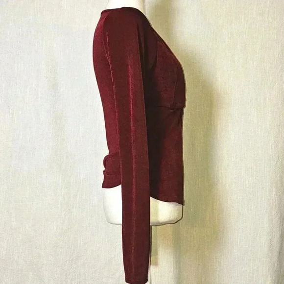 Free People Intimately Free Sleek Essentials Blouse Vneck Burgundy Shimmer S/P - Picture 4 of 13